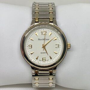 NorthCrest Mens Vintage Watch Gold/Silver tone 36mm case quartz analog running